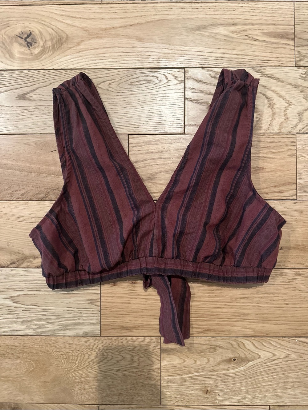 Striped V-Neck Tie-Back Crop Top